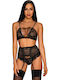 Obsessive Lace Underwear Set with Bra & String Black Basitta