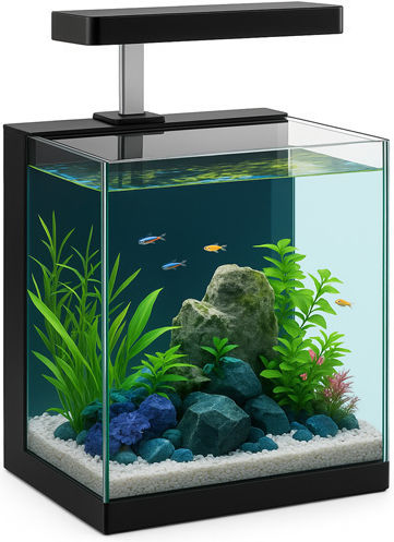 Acvariu Pentru Pești Capacitate 8lt Cu Iluminat Filtru 22x27x25cm