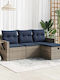 Ecksofa Außenbereich Rattan mit Kissen 55x55cm