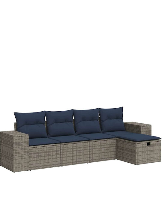 Corner Sofa Outdoor Rattan with Cushions 55x55x...