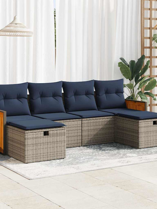 Corner Sofa Outdoor Rattan with Pillows 55x55x34cm