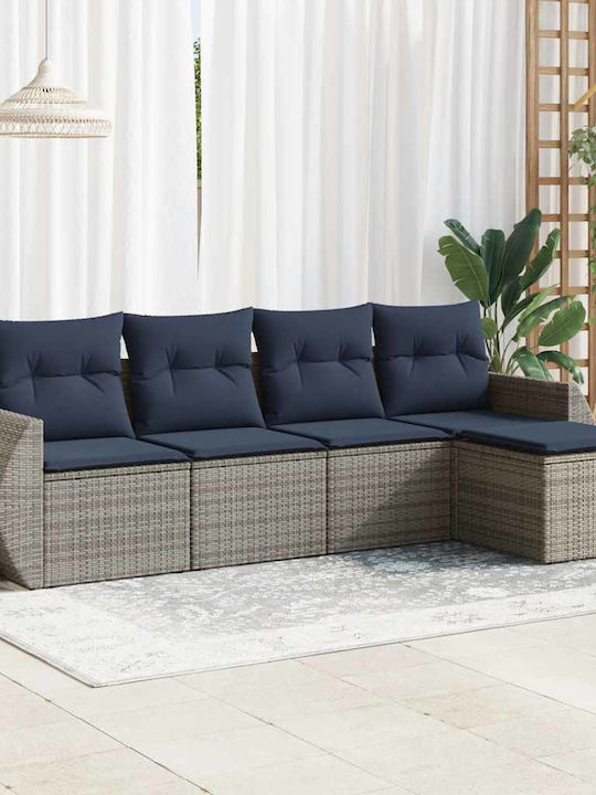 Corner Sofa Outdoor Rattan with Cushions 55x55x...