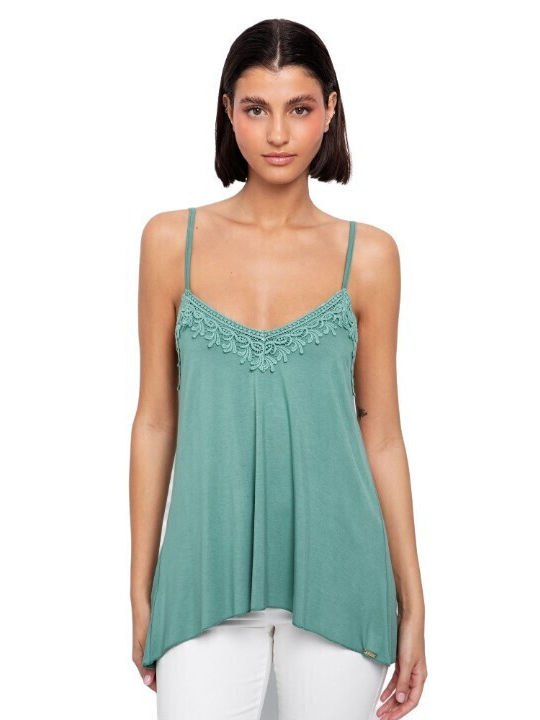 Damen Bluse mit Trägern & V-Ausschnitt Bay Leaf Mint