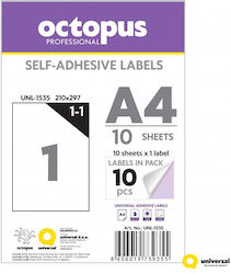 Octopus Etichete autoadezive A4 Dreptunghiulare 210x297mm Octopus Etichete autoadezive A4 Dreptunghiulare 210x297mm