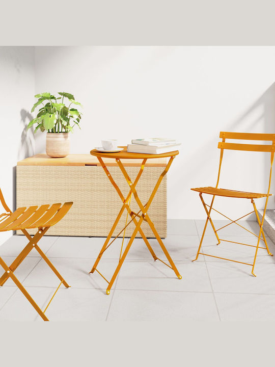 Sitting Room Outdoor Foldable Metal Table Mustard 50x50x71cm