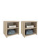 Noptiere Alma Metalice Bej 2buc 40x40x33cm
