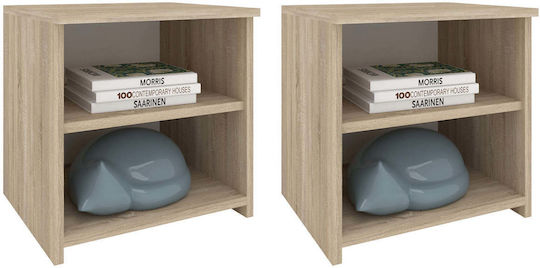 Bedside Tables Alma Wooden With Metal Legs Beige 2 Pieces 40x40x33cm