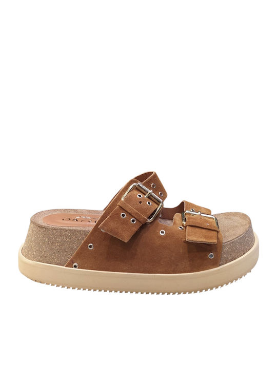 Sante Δερμάτινα Γυναικεία Σανδάλια Flatforms Ταμπά