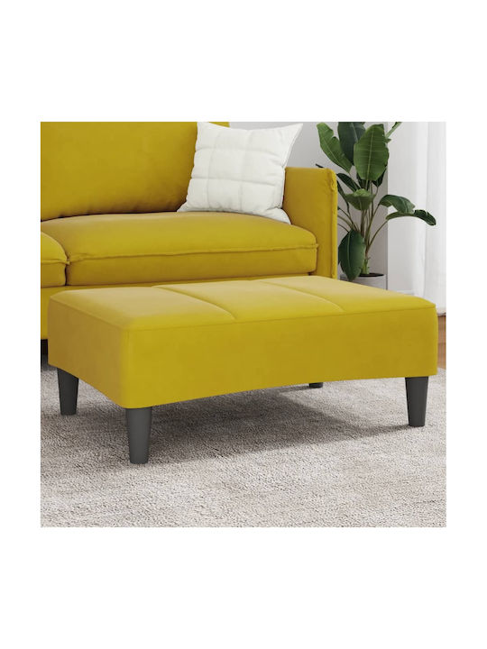 Velvet Upholstered Yellow Footstool 77x55x31cm