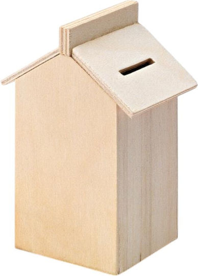 Pușculiță din Lemn în Formă de Casă 8.5x6x13cm Cadouri Craft