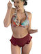 Bikini Inferioare Slip Talie Înaltă Burgundy
