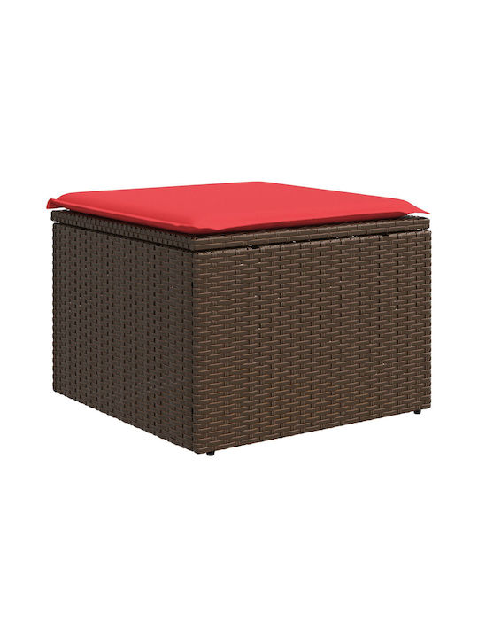 Gartenhocker Würfel Außeneinsatz Rattan mit Braunen Kissen 55x55x37cm
