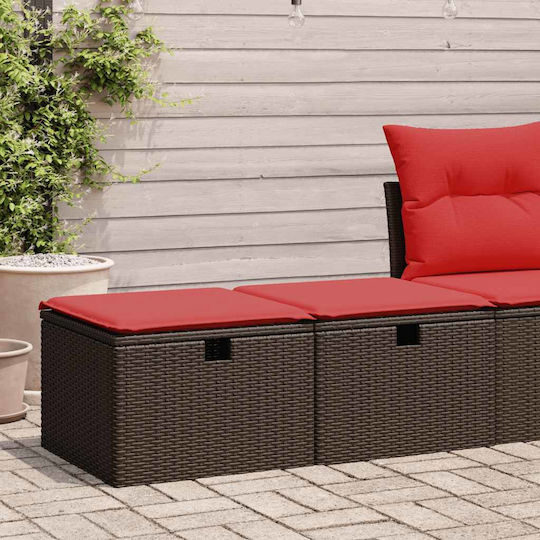 Garden Stool Cube Outdoor Rattan with Cushion Brown 2 Pieces 55x55x37cm