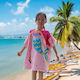 Kinder Strandponcho Einhorn Rosa 120 x 60cm.