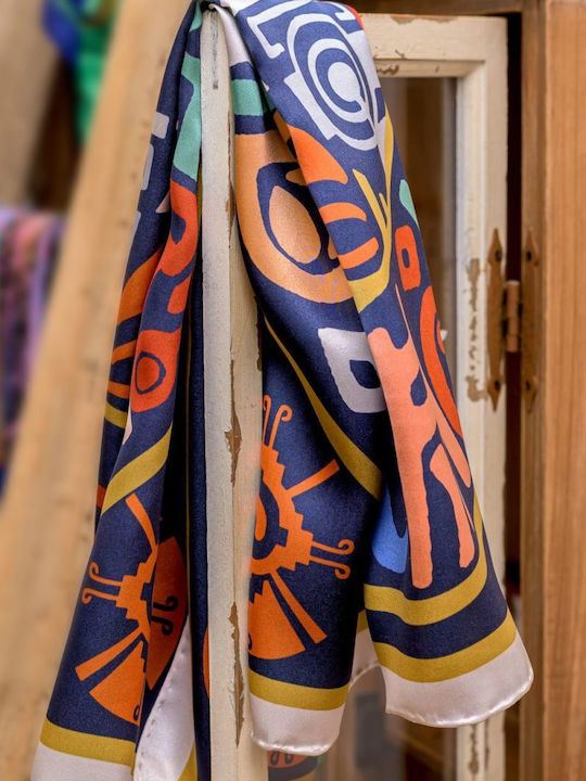 Kalfas Luxury Silk Γυναικείο Μεταξωτό Φουλάρι Πολύχρωμο