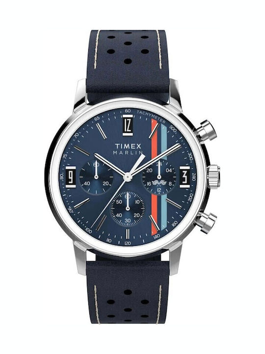 Timex Men's Watch Battery with Blue Leather Strap