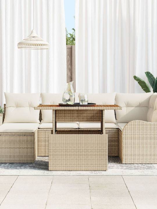 Garten- und Outdoor-Möbelsets 7 Stück Beige mit...