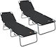 Vidaxl Folding Sunbed 2 Pcs Portable Black 600d Oxford Fabric 56x189x87cm Black