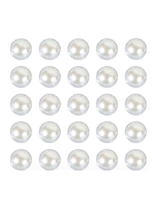 Sheet of White Pearl Stickers for Hairstyling Size 10mm 25 Pieces