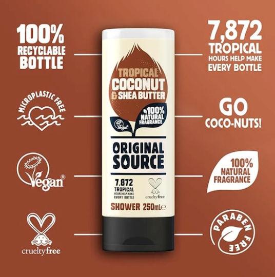 Original Source Αφρόλουτρο σε Gel με Βούτυρο Καριτέ & Άρωμα Καρύδα 250ml