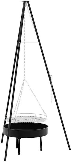 Vidaxl Cooking Tripod Grill Grate Fire Pan 170 cm Black