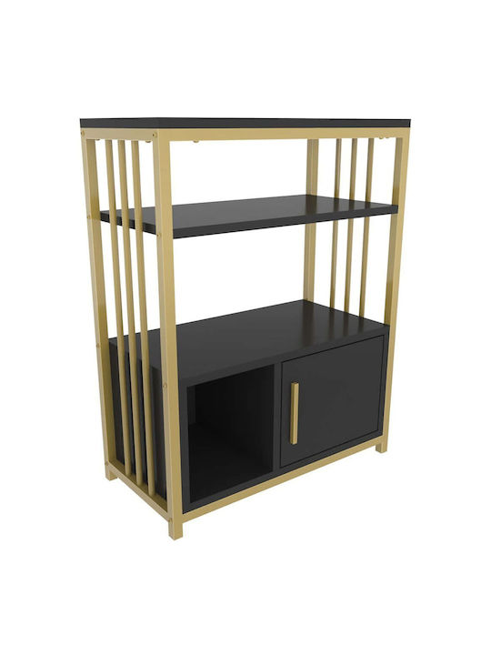 Βιβλιοθήκη Letos Anthracite-gold 60x29.6x80εκ.