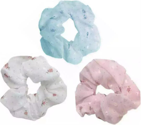 Set 3 Τεμ Scrunchie Σούρα Μαλλιών Κίτρινο Άσπρο Γαλάζιο Bode 47284