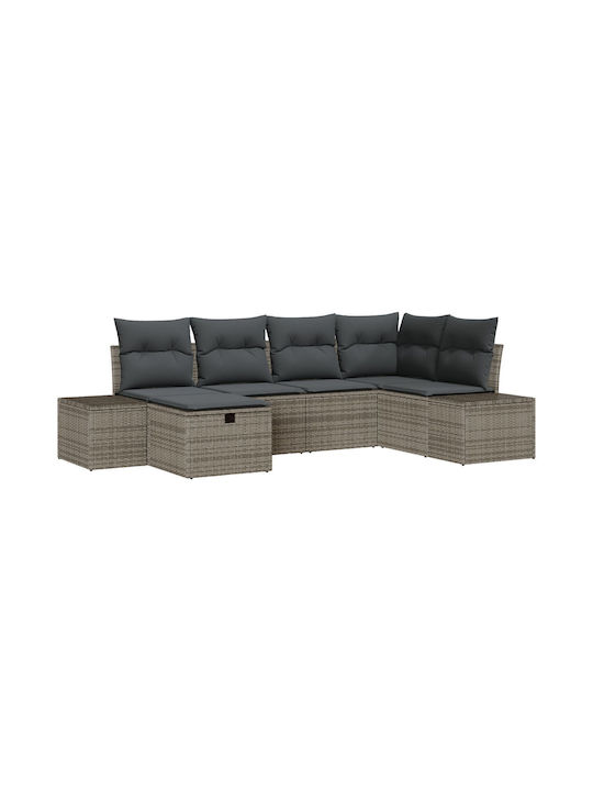 Corner Sofa Outdoor Rattan with Pillows 55x62x69cm