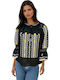 Damen Bluse Black, Yellow