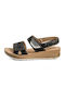 Leather Women's Flat Sandals Anatomic in Black Color
