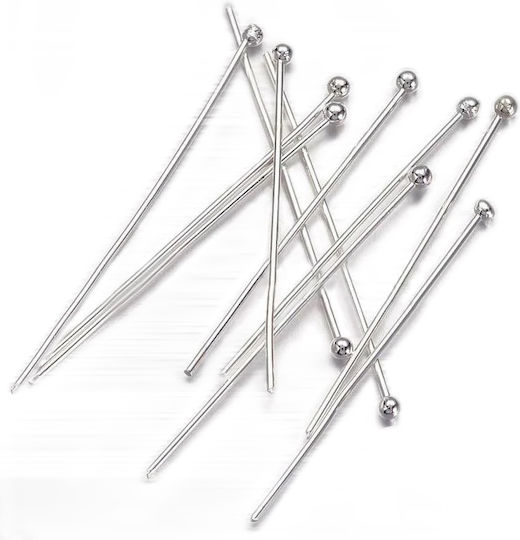 Ατσάλι Γράνες Μπίλια 2mm Ασημί 30mm 50τμχ 6-40