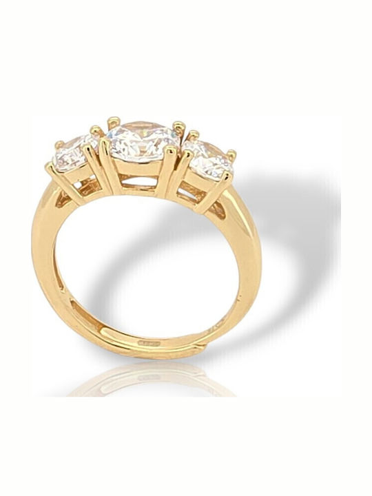 Mentzos Ring with Zircon made of Silver Gold Pl...