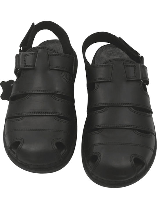 X-Feet Δερμάτινα Ανατομικά Σανδάλια Μαύρα