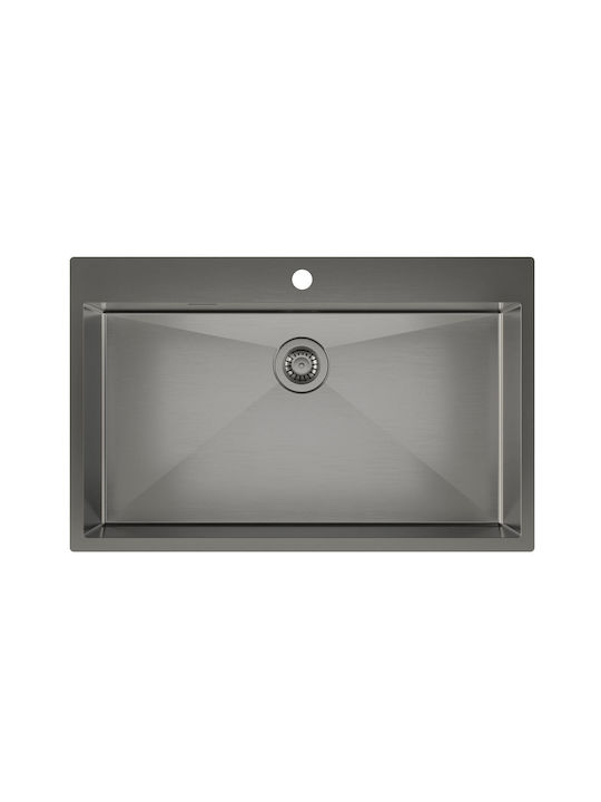 Helika Terra100M Ενθέτος Νεροχύτης Ιnox PVD Μ79xΠ45cm Brushed Gunmetal