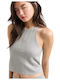 Women's Crop Top Sleeveless with Halter Neck Silver