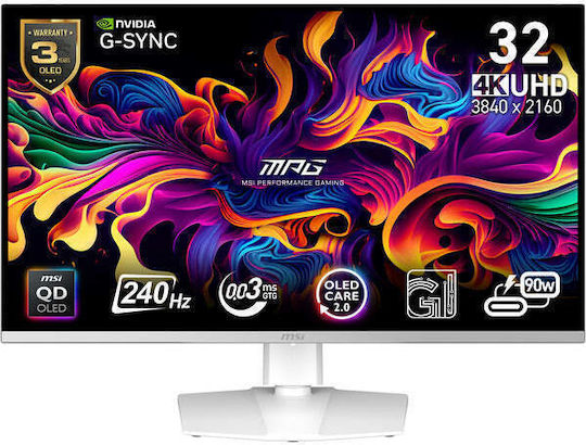 MSI MPG 321URXWDE QD-OLED HDR Monitor 31.5" 4K 3840x2160 240Hz White