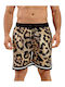 Men's Swimwear Shorts Black - Brown with Patterns