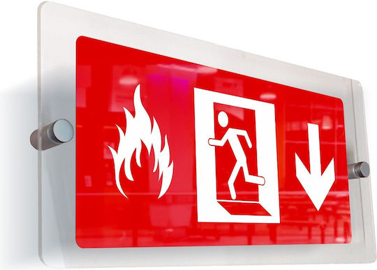 Sign 15x30cm ''Emergency Exit Down'' Red Thickness 5mm Acrylic Plexiglass 213322