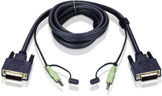 KVM кабел Aten 2L-7D02V от 1x DVI M 1x 3.5mm жак M към 1x DVI M 1x 3.5mm жак M 1.8m