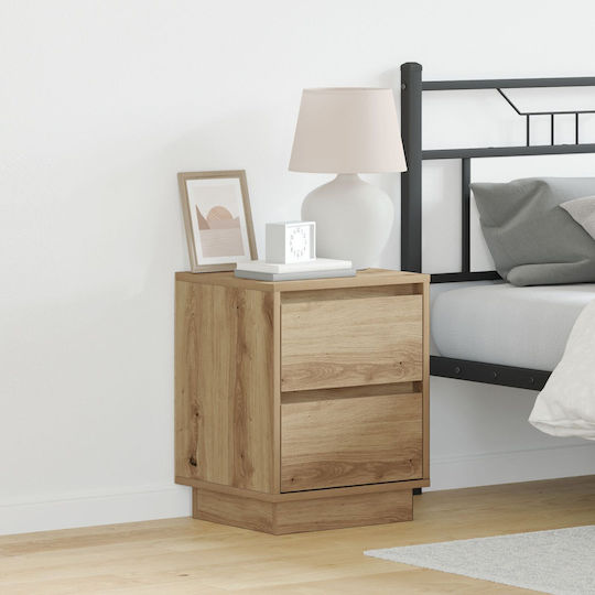 Wooden Brown Oak Bedside Tables 2 Pieces 39x34.5x50cm Wooden Brown Oak Bedside Tables 2 Pieces 39x34.5x50cm