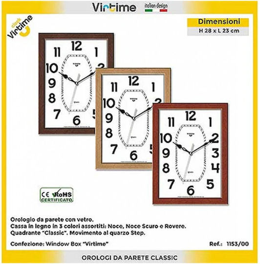 Virtime Ρολόι Τοίχου Ξύλινο Λευκό 23x28cm