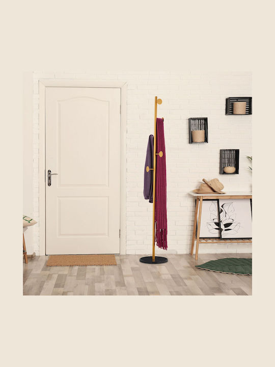 Marble Steel Tree-Shaped Freestanding Coat Rack 5 Hooks Dimensions 172 x 29 cm White Gold Relaxdays
