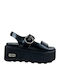 Women's Leather Platform Shoes Black