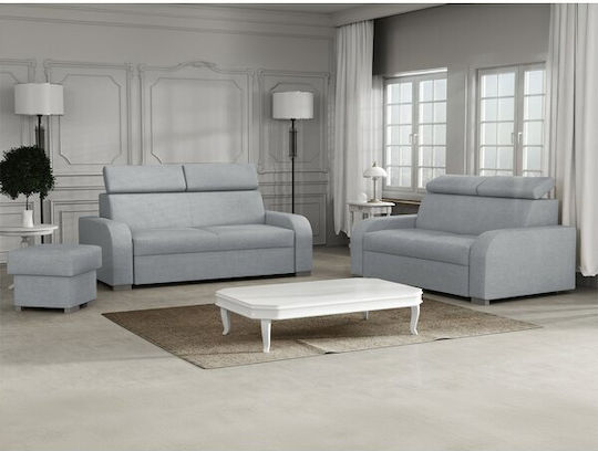 Etrcala 107 Living Room Furniture Set 2-Seater & 2-Seater & Stool Gray