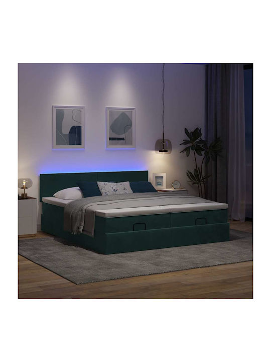 King Size Bett Mit Samt Dunkelgrün Mit Lattenro...