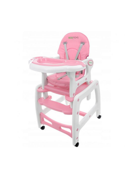 Ecotoys Highchair with Plastic Frame Plastic Seat Pink HC-223