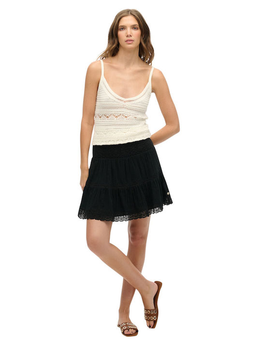 D2 Ovin Ibiza Lace Mix Mini Skirt Mini Skirt Black