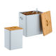 Set aus 2 Futterbehältern für Tiere, verschiedene Bambusdeckel, 5,5 L, 13,5 L, Eisen