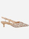 Synthetic Leather Pointed Toe Beige Heels with Strap