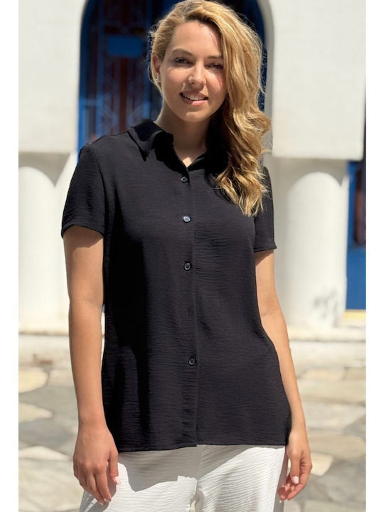 Anna Raxevsky Kurzärmelig Damen Hemd Black